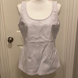 White faux leather mixed media tank